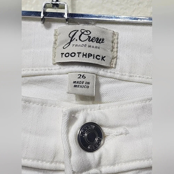 Women's J.Crew Toothpick Off White Skinny Jeans Size 26 Casual Summer Vacation - Picture 7 of 10